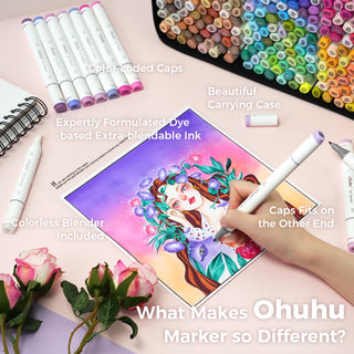 Ohuhu Oahu 320 Colors Dual Tips Alcohol Art Markers, Fine & Chisel (Canada Domestic Shipping)