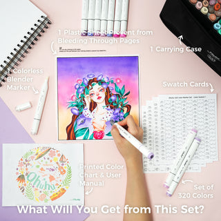 Ohuhu Oahu 320 Colors Dual Tips Alcohol Art Markers, Fine & Chisel (Canada Domestic Shipping)