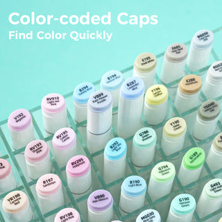 Ohuhu Oahu 48 Pastel Colors Dual Tips Alcohol Art Markers, Fine & Chisel