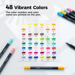 Ohuhu Water Based Brush & Fine Tips Art Markers with Bleed-Proof Coloring Book