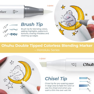 Ohuhu Honolulu Colorless Blender Marker - Pack of 6 (Canada Domestic Shipping)