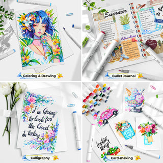 Ohuhu Paper-friendly (No Peeling) Markers Water-based 60 Colors