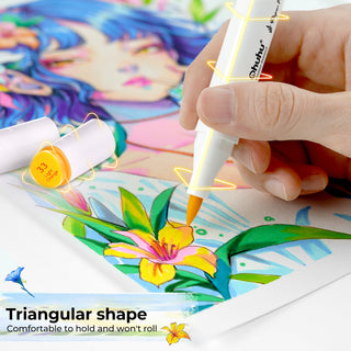 Ohuhu Paper-friendly (No Peeling) Markers Water-based 60 Colors