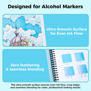 Ohuhu Heavyweight Bleedproof Double-Sided Marker Pad, Spiral-Bound - Kamakou
