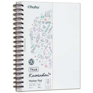 Ohuhu Heavyweight Bleedproof Double-Sided Marker Pad, Spiral-Bound - Kamakou