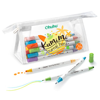 Ohuhu 24 Colors Water-base Calligraphy Brush & Dot Marker Pens