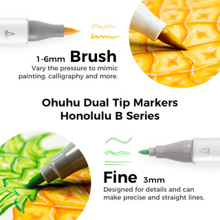 Ohuhu Honolulu 216 Colors Dual Tips Alcohol Art Markers