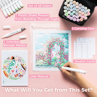 Ohuhu Honolulu 48 Pastel Colors Dual Tips Alcohol Art Markers-Sweetness