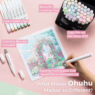Ohuhu Honolulu 48 Pastel Colors Dual Tips Alcohol Art Markers-Sweetness