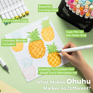 Ohuhu Honolulu 72 Colors Dual Tips Alcohol Art Markers (New Color Codes)