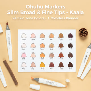 Ohuhu Kaala Four Tones Slim Broad and Fine Dual Tips Alcohol Art Markers