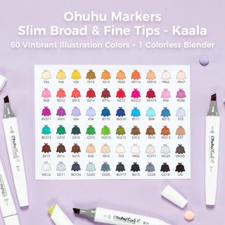 Ohuhu Kaala Four Tones Slim Broad and Fine Dual Tips Alcohol Art Markers (Canada Domestic Shipping)