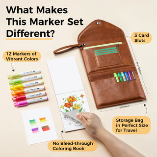 Ohuhu 12 Colors Mini Alcohol Markers Brush Tip - Nalu Travel Coloring Kit
