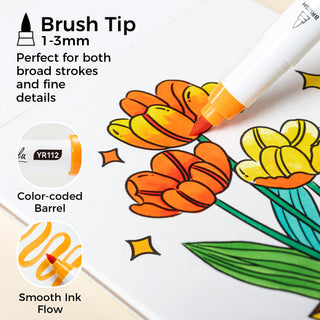 Ohuhu 12 Colors Mini Alcohol Markers Brush Tip - Nalu Travel Coloring Kit