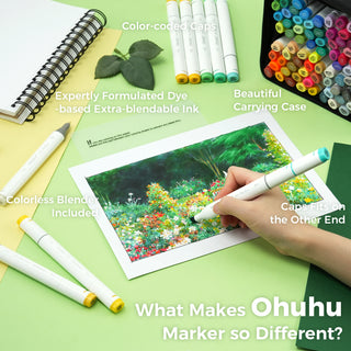 Ohuhu Oahu 100 Colors Dual Tips Alcohol Art Markers, Fine & Chisel (Canada Domestic Shipping)
