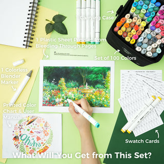 Ohuhu Oahu 100 Colors Dual Tips Alcohol Art Markers, Fine & Chisel (Canada Domestic Shipping)