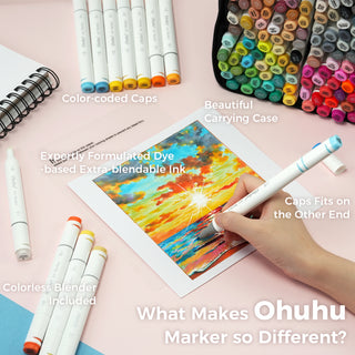 Ohuhu Oahu 200 Colors Dual Tips Alcohol Art Markers, Fine & Chisel (Canada Domestic Shipping)