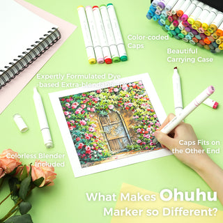 Ohuhu Oahu 80 Colors Dual Tips Alcohol Art Markers, Fine & Chisel (Canada Domestic Shipping)
