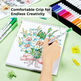 Ohuhu Pupe B 40 Paper-friendly (No Peeling)  Markers＆ Coloring Book Set