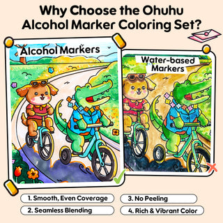 Ohuhu Honolulu B 48 Colors Alcohol Markers with Coloring Book