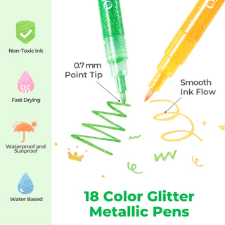 Ohuhu Glitter Metallic Marker Pens