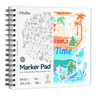 Ohuhu Bleedproof Double-Sided Marker Pad, Spiral-Bound